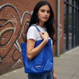 BCBG Cobalt Blue Shoulder Bag Purse Shopper Vegan Oversized Tote BCBGeneration